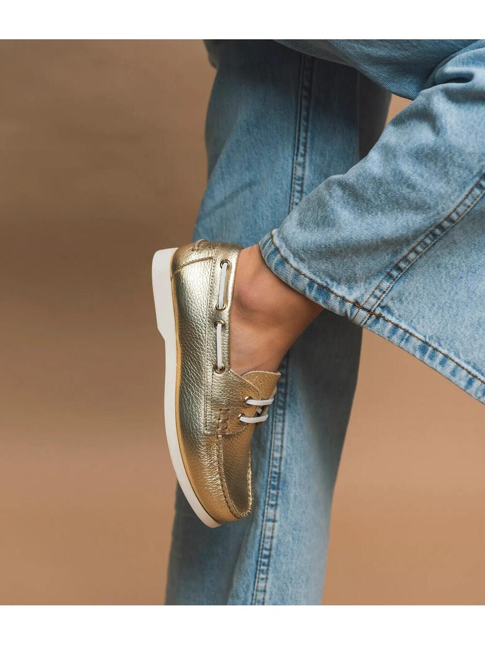 Ashley Gold Leather Deck Shoes size 40